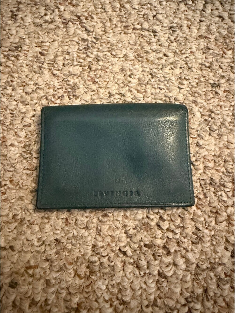 Levenger teal leather card case